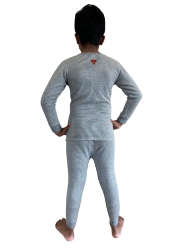 Image of HAP Boys Full Sleeves Light Grey Thermal Top & Pajama Set (Pack of 1) Winter Inners