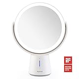 [page_title]-Auxmir Kosmetikspiegel LED Beleuchtet mit 1X/10X Vergrößerung und 5 Dimmbaren Helligkeiten, Doppelseitiger Makeup Schminkspiegel, Wiederaufladbar, 360° Schwenkbar für Zuhause und Unterwegs