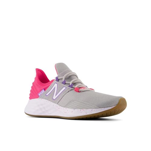 Image of New Balance Kid's Fresh Foam Roav V1 Lace-Up Running Shoe, Raincloud /Hi-Pink /Violet Crush, 6.5 M Big Kid
