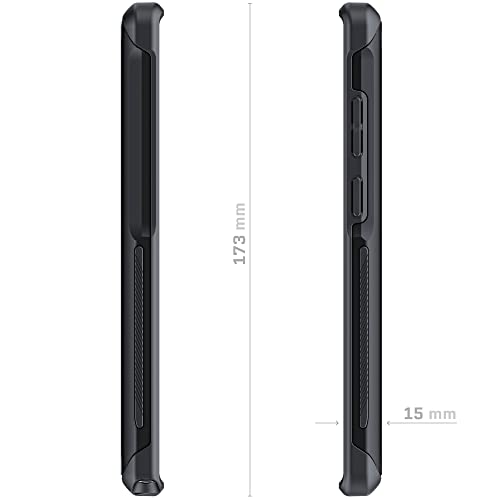 Ghostek ATOMIC slim Samsung Galaxy S22 Case Clear Back and Shockproof Aluminum Bumper Protective Military Grade Phone Cover with Heavy Duty Protection Designed for 2022 Galaxy S22 5G (6.1inch) (Black)