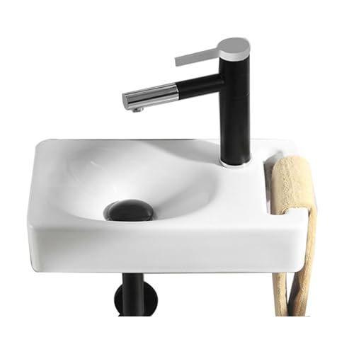 YYUINU Lavandino da Bagno Ad Angolo, Lavabo da Guardaroba A Parete, Lavabo da Bagno Piccolo Lavandino da Appoggio Rettangolare Lavandino da Bagno in Ceramica A Vaschetta,400x220x95mm