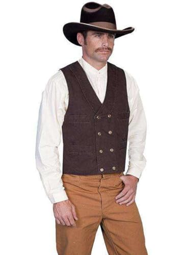 Scully Fashionable Double Breasted Canvas Vest - Black