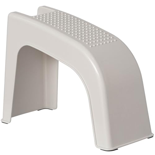 Image of Basicwise Shower Footrest, White Bath Foot Stool for Shaving Legs, Non-Slip Sturdy Pedicure Footrest, Spa Footrest Shaving Stool, Shower Foot Procedures Stool with Storage
