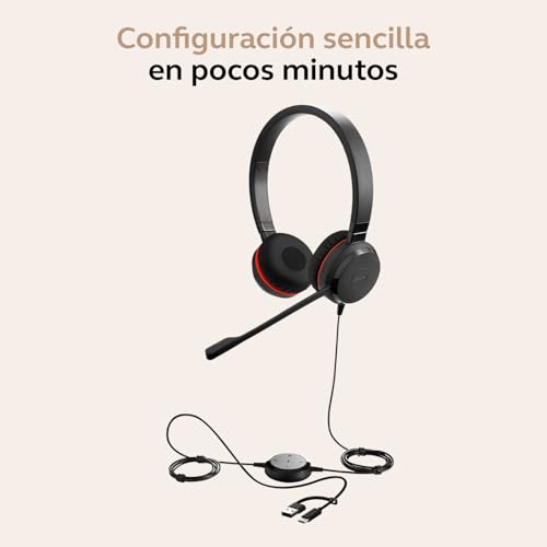 Miniatura 6 de Jabra Evolve 20 SE - Auriculares estéreo con certificación Microsoft para VoIP Softphone con cancelación pasiva de Ruido - USB-C/A - Negro