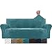 MAXIJIN Copridivano in velluto spesso Copridivano antiscivolo a 3 posti super elasticizzato per cani Cat Pet Friendly 1 pezzo Protezione per mobili Copridivano peluche (3 posto, Blu Pavone)