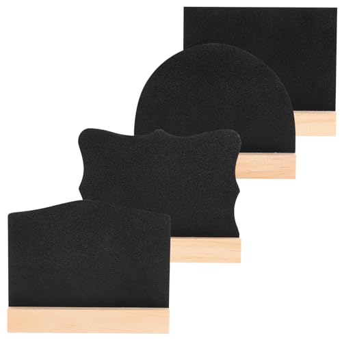 ERINGOGO 4pcs Small Blackboard Sign Mini Chalkboard Wood Material Double-Sided Freestanding Chic Decor for Kitchen Shop and