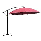 MEDIDAS TOTALES: Diámetro del toldo: Ø296 cm; Altura de la sombrilla: 260 cm; Medidas de la base cruzada: 90x90 cm (LxAN); IMPORTANTE: NO se incluyen los pesos, solo la base cruzada