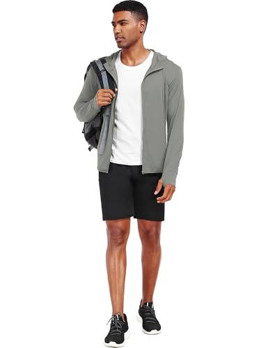 Image of NELEUS Men's Workout Fishing Shirts UPF 50+ Light Jacket Full Zip Sun Protection Long Sleeve Hoodie for Men Hiking