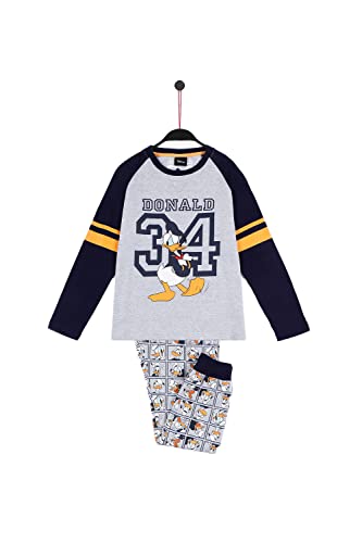 Disney Langarm-Schlafanzug Donald 34 für Jungen, Grau Jaspis, 4 Jahre