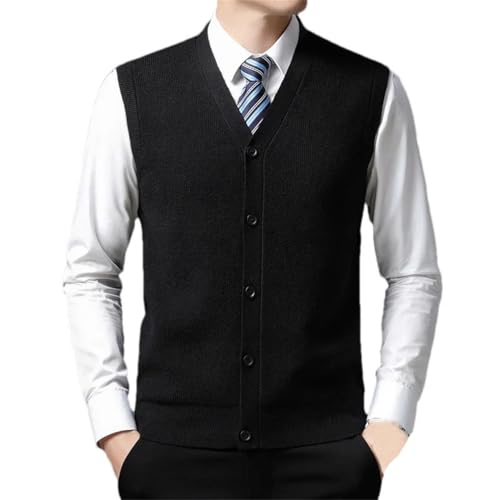 Men Knitted Cardigan Sleeveless Tank Men Solid V-Neck Patchwork Button Casual Warm Vest Sweater