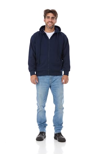 Mens Fleece Hoodie - Thermal lined sweatshirt - Cotton Blend Jacket Zipper Front