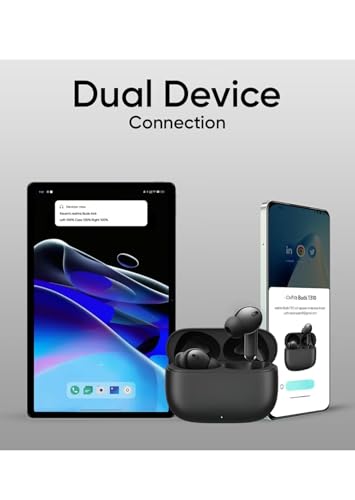 Image of Compatible for Realme Buds T310 True Wireless in-Ear Earbuds with 46dB Hybrid ANC, 360 Spatial Audio, 12.4mm Dynamic Bass Driver, Upto 40Hrs Battery and Fast Charging (Black)