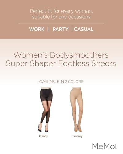 Image of MeMoi Bodysmoothers Footless Pantyhose for Women,Ultra Sheer Super Shaper Control Top Pantyhose