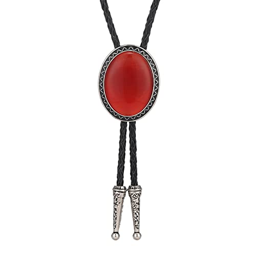 Bolo cravate homme en pierre naturelle et cuir tressé style western premium