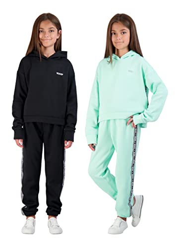 Hind Girls Jogger Sets 4 Piece Active Fleece Hoodies And Joggers Sweatpants For Girls Athletics (Light Blue-Black, 6X) #TOP28