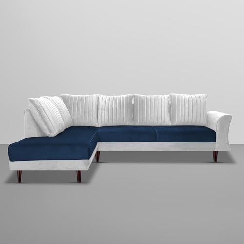 Image of Gratly LHS 4 Seater L Shape Sofa Set for Living Room (Blue Grey Colour) Premium Fabric Sofa