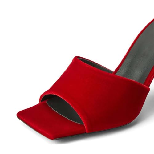 XYD Women Summer Chic Open Square Toe Slide Sandals Round Circle High Heels Slip On Mules Shoes for Event Party Beach Wedding2