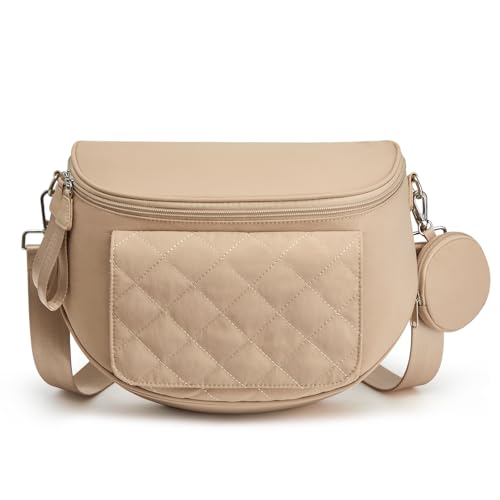 G4Free Small Diaper Bag with Portable Changing Pad Nylon Crossbody Purse Bum Bags with Wipe Pocket Women khaki