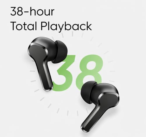Image of Original Wireless for realme Buds T200x Advanced True Audio Earphones Delivering 12.4mm Dynamic Sound Output, 25dB Noise Reduction, Quad Mic (Black)