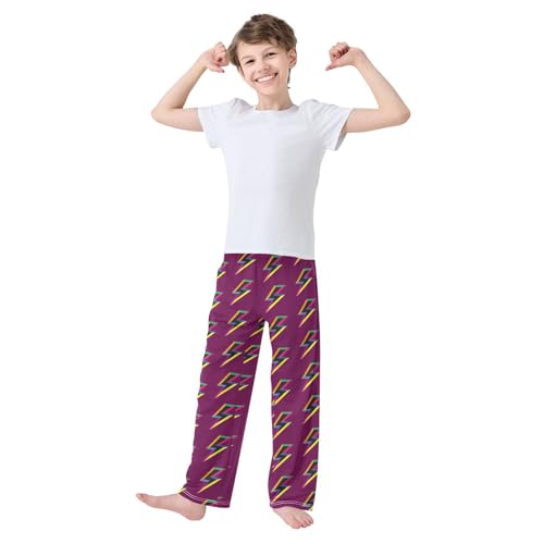 Boys' Pants Lightning Bolt Colorful Long Bottoms Jogger Pants Elastic Waist Trousers with Pockets S-XL2