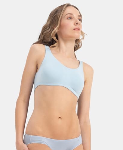 Image of Jockey 1550 Women's Super Combed Cotton Elastane Stretch Slip On Crop Top with Stay Fresh Treatment Bra