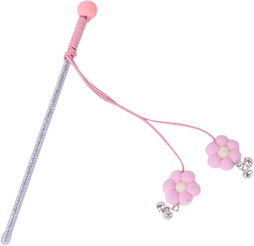 Labriciyon Pink Cat Feather Stick Toy - Cat Teaser Wand with Feather Refills and Bell, Interactive Cat Toy Wand for Indoor Cats and Kittens