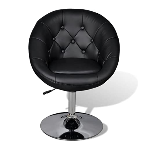 Tabouret de bar noir Chesterfield pivotant avec base chrome stable