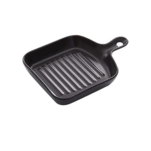 HOLIDYOYO Accesorios Para Microondas Cuadrado Sartén Asado No Departamento Alimento Freír Plato Bandeja Servicio Placas De Microondas Parrilla Cuadrada Black