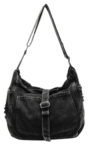 Simple Denim Shoulder Bag Solid Color Stylish Cross Body Bags Outdoor Travel Work Underarm Bag for Women 2025