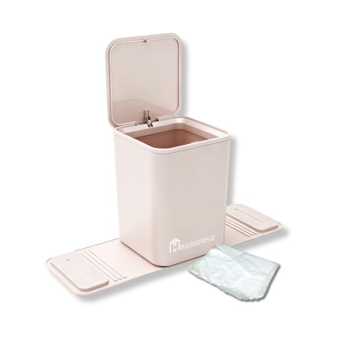 Image of Car Trash Can with Stability Wings - Leakproof Portable Garbage Bin for Fabric & Rubber Mats - Compact Durable Plastic Auto Organizer for Cars, SUVs, Trucks (Mocha with Lid, Medium)