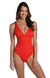 La Blanca Women's Island Goddess Multi-Strap Cross Back One Piece Swimsuit Cherry