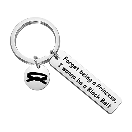 HOLLP Karate Girl Gift Coach Jewelry Forget Being a Princess, I Wanna Be a Black Belt Keychain for Karate Lover