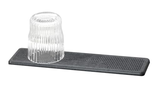 WENKO Estera drenante Mod, Damon alfombrilla de diatomita para cocina independiente secado rápido con patas de silicona 30x0.9x8 cm gris