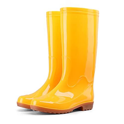 Zeho Unisex Tall Rain Boots Non-Slip Boots Waterproof Rain Shoes, 100% Waterproof Submerged Under Water, Not Just Against Rain Yellow 10 Women/10 Men #TOP18