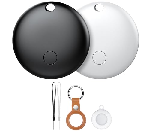 Air Tracker Tag -2 Pack,Bluetooth-Tracker Kinder kompatibel mit Apple Wo ist|Nur für iOS|2 Verschiedene Hüllen | Austauschbare Batterie|Wasserabweisend|Tracker für Katze,Fahrrad (1Schwarz 1Weiß)