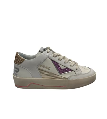 Sneaker luxe cuir blanc 4B12 Kyle finitions platine