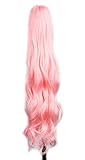 Yuehong Long Wavy 21' Colorful Clip In/On Hair Extensions Synthetic Piece Curly Claw Ponytail wig (Pink)