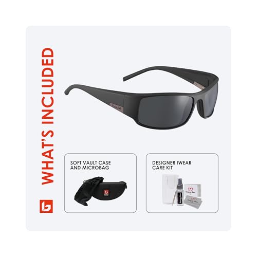 bollé King 63MM Wrap Around Sunglasses for Men for Women +BUNDLE with ACCESSORY EYEWEAR KIT3