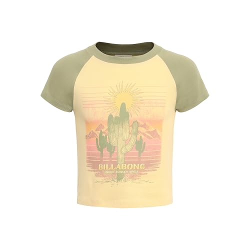 Billabong Girls' Premium Short Sleeve Raglan Graphic Tee, Crew Neck T-Shirt, Soft & Comfortable
