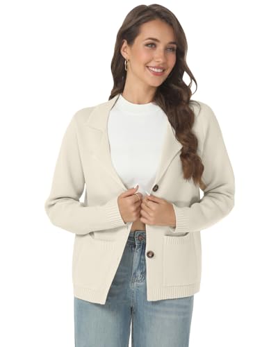 Women's Long Sleeve Sweater Blazer Notched Collar Casual Business Jacket Coat with Pockets for Work Office 2024 Fall Outwear3