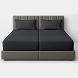 Cottingon Split Queen Sheets for Adjustable Bed,Sheets for Adjustable Bed,Adjustable Queen Bed Sheets,Split Queen Sheets 30X80,Adjustable Bed Sheet Queen Size-16 Drop (5 Pieces)(Dark Grey Solid)