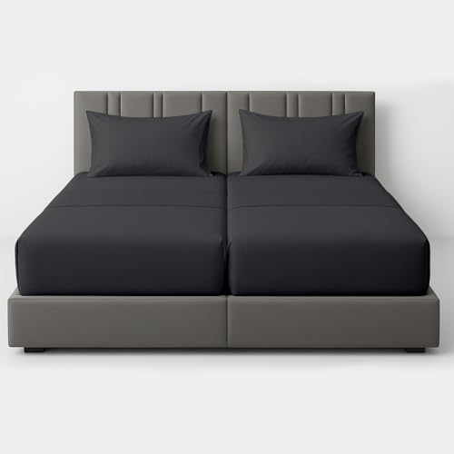 Cottingon Split Queen Sheets for Adjustable Bed,Sheets for Adjustable Bed,Adjustable Queen Bed Sheets,Split Queen Sheets 30X80,Adjustable Bed Sheet Queen Size-16 Drop (5 Pieces)(Dark Grey Solid)