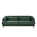 Sofá 3 plazas tapizado en terciopelo verde 195 x 70 cm forma Chesterfield con cojines retro