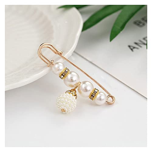 Broche femme pour vêtement avec perle ronde et épingle écharpe cardigan