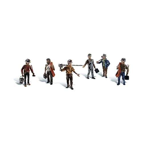 Figurines de mineurs HO Woodland Scenics (lot de 6) pour décor miniature