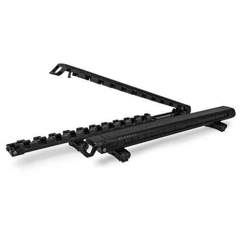 KUAT Grip 6 Durable Universal Rooftop Crossbars Mounted Slide-Out Locking Clamshell Rack, Fits 6 Skis/4 Snowboards - Matte Black with Black Anodize (Matte Black) - Thumbnail 3