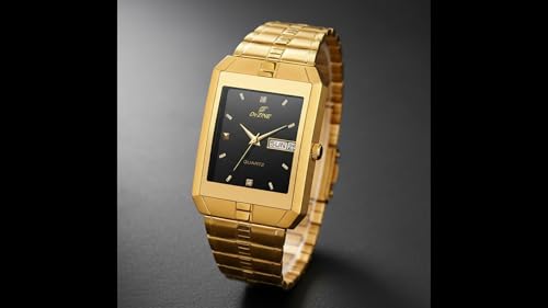 Image of Dezine Men's Day Date Display Golden Analog Watch