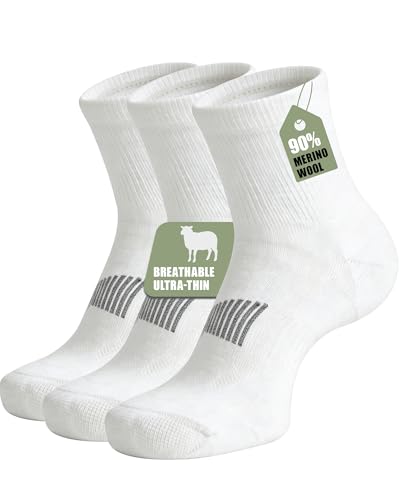 Image of 90% Merino Wool Socks for Men Athletic Ankle Socks for Women with Arch Support Breathable Soft Wool Ankle Socks,3 Pairs