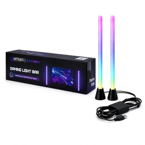 Image of Mitsuko Gleam GBar2 Monitor Light Bars, RGB Screen Sync Monitor Backlight Light Bars for 19-40 Inch Monitors, USB Plug & Play, Real-Time Color Match, for Windows & Mac only, Ambit Compatible