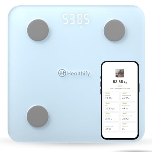 Image of Healthifyme Smart Scale, Weighing Scale For Body Weight Get Data Driven Smart Weight Loss And Track 11 Plus Key Body Metrics In Healthifyme App|1 Month Free Smart Plan| 2 Years Warranty (Blue)